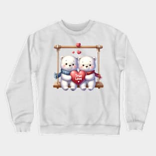 Valentine Polar Bear Couple On Swing Crewneck Sweatshirt